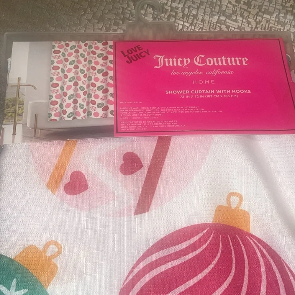 New Juicy Couture Los Angeles Ornament print Fabric Shower Curtain with Hooks